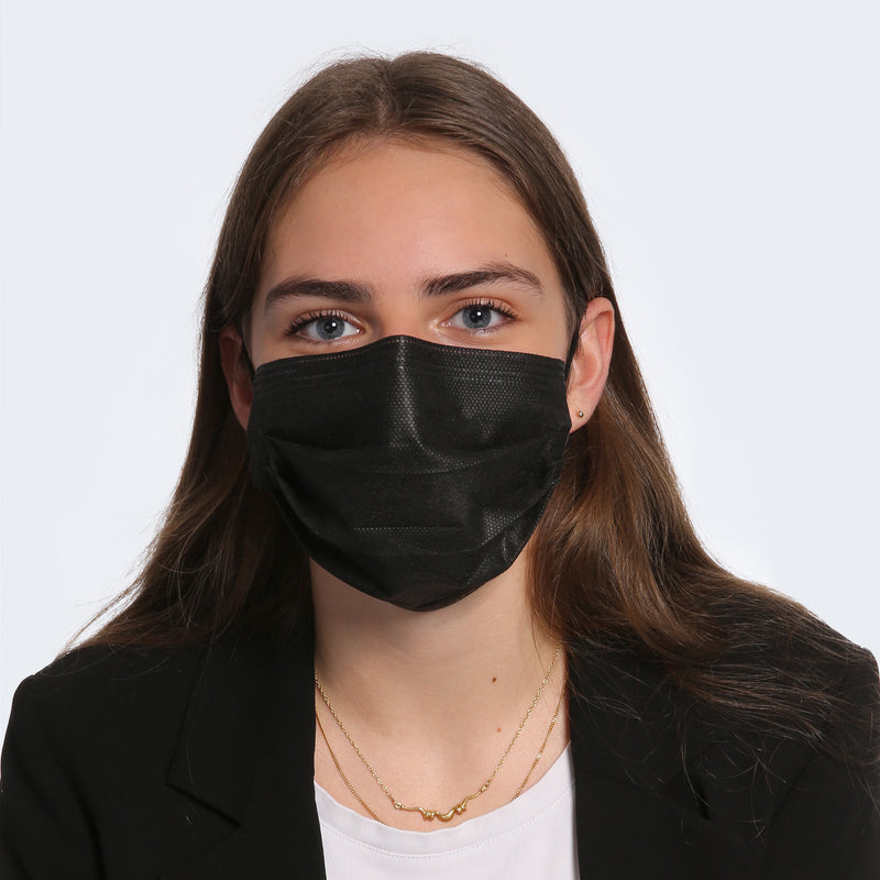 MEDI SANTÉ Lot de 100 + 2 Masque Noir Chirurgical médical jetable en Noir  Masque de Protection Type IIR EN14683-2019, BFE≥98%, 3 Plis : :  Commerce, Industrie et Science