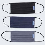 Masques en tissu Bleu marine Noir et Gris - LES ESSENTIELS - Pack de 3